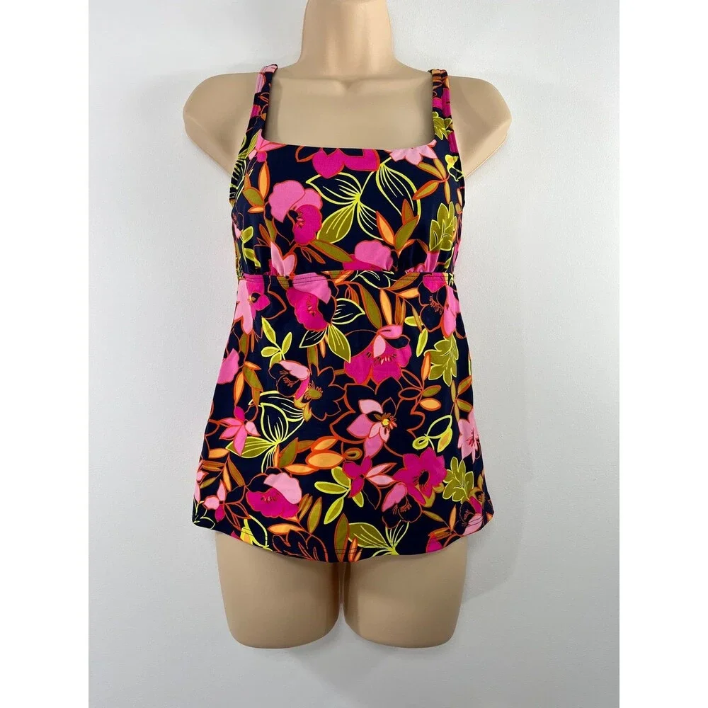 Lands' End Floral Tankini Swim Top ~ Size 4 (S)